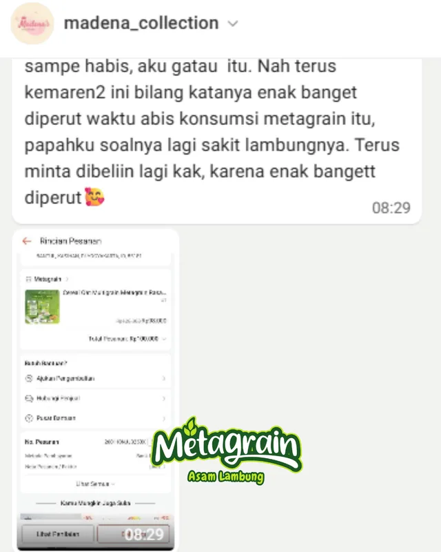 Tangkapan layar testimoni pelanggan Metagrain